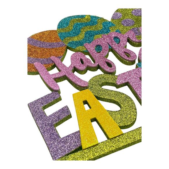 Happy Easter Glitter Sign – Festive Easter Egg Decoration – Spring Home Decor - Picture 3 of 5